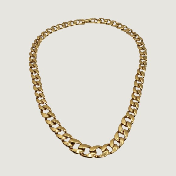 Monet Jewelry - Statement Monet Necklace 80s Gold Tone Curb Link Chain 16 Inch Power Dressing